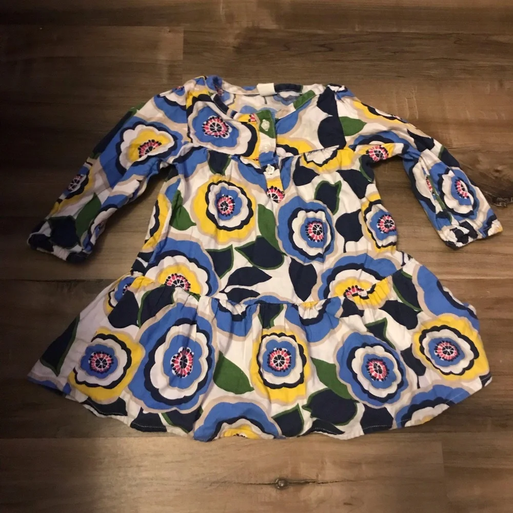 Retro Groovy Floral Tiered Long Sleeve Dress | Mod | Vintage | Baby Girl